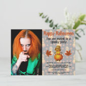 ハローウィンパーティ不気味かぼちゃの帽子をかぶった男 招待状 (スタンド正面)