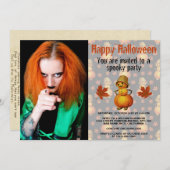 ハローウィンパーティ不気味かぼちゃの帽子をかぶった男 招待状 (正面/裏面)