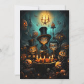 ハローウィンパーティ不気味なキッズカボチャのキャンドル 招待状 (正面)