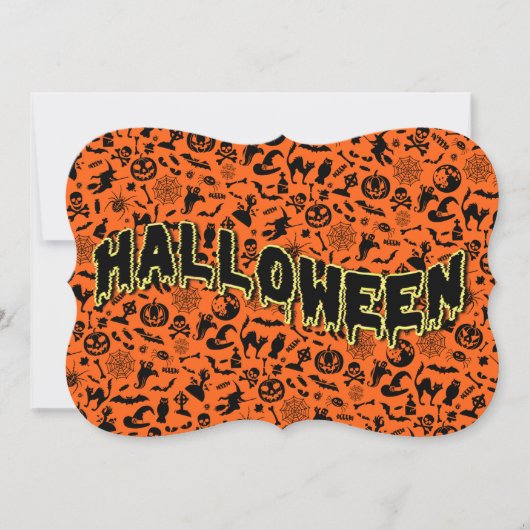 ハローウィンパーティ不気味な不気味な黒オレンジ 招待状 (正面)