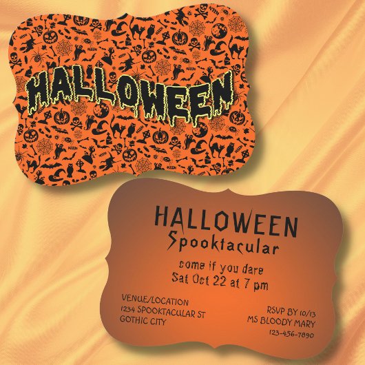 ハローウィンパーティ不気味な不気味な黒オレンジ 招待状