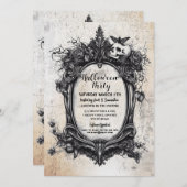 ハローウィンパーティ不気味な枠ゴシック誕生日 招待状 (正面/裏面)