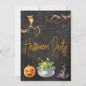 ハローウィンパーティ不気味カボチャフクロウクモの衣装 招待状 (正面)