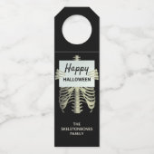 ハローウィンパーティ不気味スケルトン白黒 ボトルネックタグ (正面)