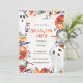 ハローウィンパーティ不気味招待状幽霊パンプキン 招待状 (スタンド正面)
