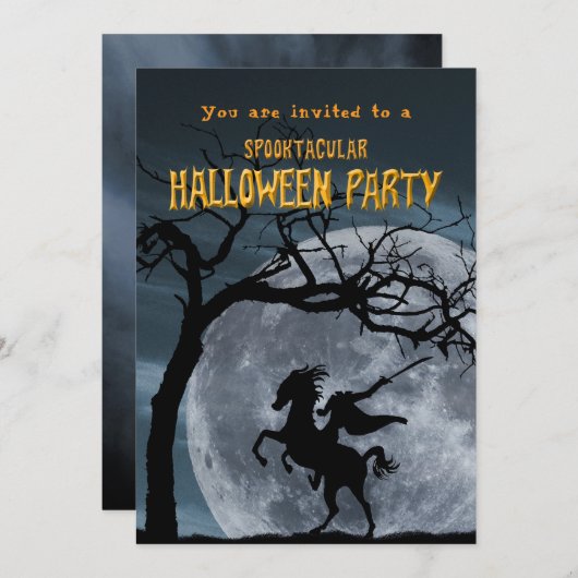 ハローウィンパーティ伝説のヘッドレスホースマン 招待状 (正面/裏面)