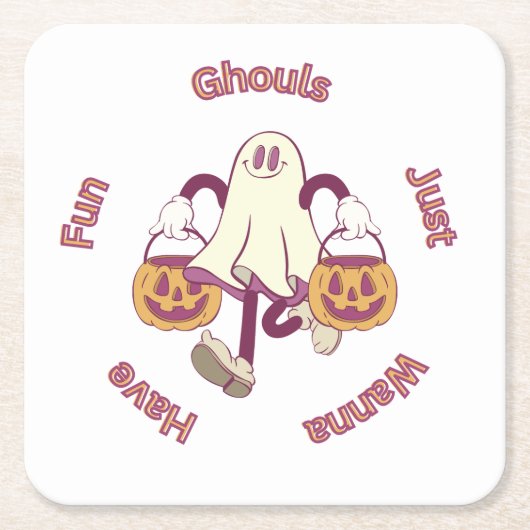 ハローウィンパーティ収集！ スクエアペーパーコースター (正面)