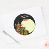 ハローウィンパーティ名タグ – カボチャ頭かかし ラウンドシール (封筒)