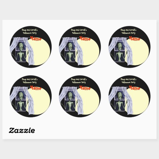 ハローウィンパーティ名タグ – Creepy Windowエイリアン ラウンドシール (シート)