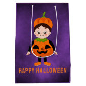 ハローウィンパーティ子供へカボチャ ミディアムペーパーバッグ (裏面)