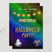 ハローウィンパーティ子供へカラフル 招待状 (正面/裏面)