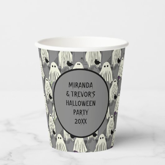 ハローウィンパーティ幽霊とヘッドストーンズカスタム 紙コップ (正面)