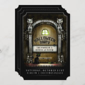 ハローウィンパーティ幽霊のよく出るドア招待状 招待状 (正面/裏面)