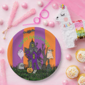 ハローウィンパーティ幽霊のよく出るハウスブラックキャット&幽霊 ペーパープレート (パーティー)