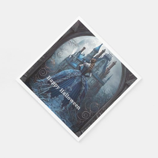 ハローウィンパーティ幽霊のよく出るハウスブルーナイトホラー スタンダードランチョンナプキン (角)