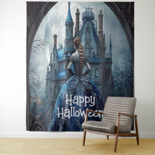 ハローウィンパーティ幽霊のよく出るハウスブルーナイトホラー タペストリー