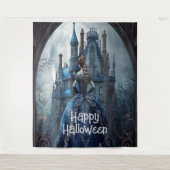 ハローウィンパーティ幽霊のよく出るハウスブルーナイトホラー タペストリー (正面)