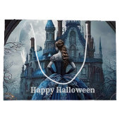 ハローウィンパーティ幽霊のよく出るハウスブルーナイトホラー ラージペーパーバッグ (裏面)