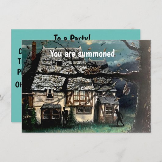 ハローウィンパーティ幽霊のよく出るハウス招待状 招待状 (正面/裏面)