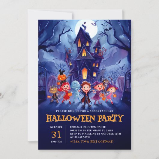 ハローウィンパーティ幽霊のよく出るハウス 招待状 (正面)