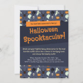 ハローウィンパーティ幽霊カボチャ&スパイダーピクセルアート 招待状 (正面)