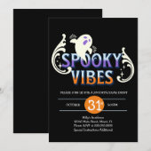 ハローウィンパーティ幽霊不気味ビベス誕生日ブラック 招待状 (正面/裏面)