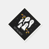 ハローウィンパーティ幽霊&キャンディーコーンブラックオレンジ スタンダードカクテルナプキン (角)