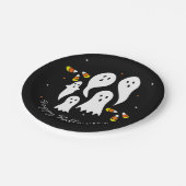 ハローウィンパーティ幽霊&キャンディーコーンブラックオレンジ ペーパープレート (アングル)
