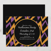 ハローウィンパーティ幾何学的ジグザグ 招待状 (正面/裏面)