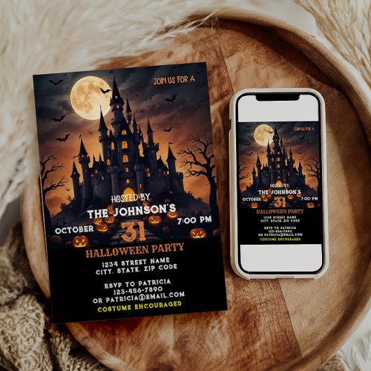 ハローウィンパーティ怖いカボチャのコスチューム大人 招待状