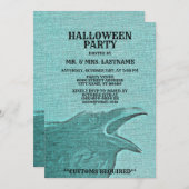ハローウィンパーティ怖いクロウグリーン不気味 招待状 (正面/裏面)