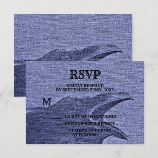 ハローウィンパーティ怖いクロウパープルブルー不気味 出欠カード (正面/裏面)