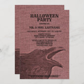 ハローウィンパーティ怖いクロウラズベリーレッド不気味 招待状 (正面/裏面)