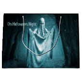 ハローウィンパーティ怖い幽霊ダークブルーナイトブラック ラージペーパーバッグ (正面)