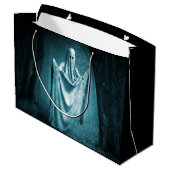 ハローウィンパーティ怖い幽霊ダークブルーナイトブラック ラージペーパーバッグ (裏面アングル)