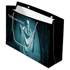 ハローウィンパーティ怖い幽霊ダークブルーナイトブラック ラージペーパーバッグ