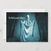 ハローウィンパーティ怖い幽霊ダークブルーナイトブラック 招待状 (正面)