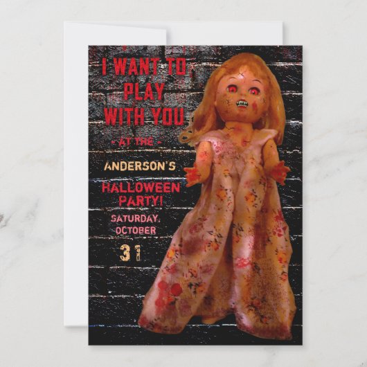 ハローウィンパーティ怖い気持ち悪い人遊形が 招待状 (正面)