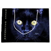 ハローウィンパーティ怖い黒猫ホラーナイト ラージペーパーバッグ (正面)