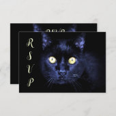 ハローウィンパーティ怖い黒猫ホラーナイト 出欠カード (正面/裏面)