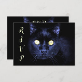 ハローウィンパーティ怖い黒猫ホラーナイト 出欠カード