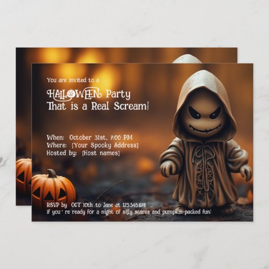 ハローウィンパーティ悲鳴だ実在よ! 招待状 (正面/裏面)