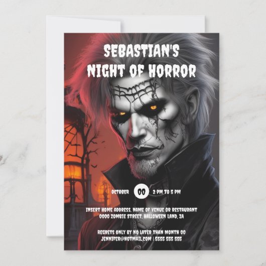 ハローウィンパーティ成人ゴシック様式の吸血鬼の男のタトゥー 招待状 (正面)