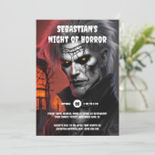 ハローウィンパーティ成人ゴシック様式の吸血鬼の男のタトゥー 招待状 (スタンド正面)