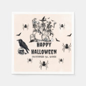 ハローウィンパーティ成人ヴィンテージゴシックスカル スタンダードカクテルナプキン (正面)