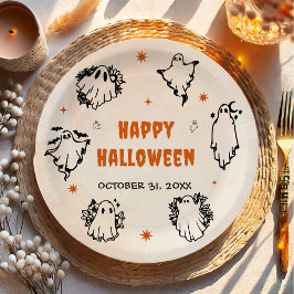 ハローウィンパーティ成人ヴィンテージゴシックスカル ペーパープレート