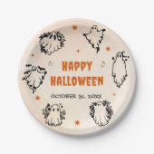 ハローウィンパーティ成人ヴィンテージゴシックスカル ペーパープレート (正面)