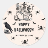 ハローウィンパーティ成人ヴィンテージゴシックスカル ラウンドシール (正面)