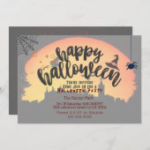 ハローウィンパーティ招待カボチャと暗い夜 招待状 (正面/裏面)