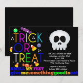 ハローウィンパーティ招待スケルトンとスイーツ 招待状 (正面/裏面)